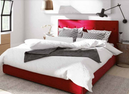 Bed Design Double Bed function Hotel Textile Bedroom Beds Bed Frame Red